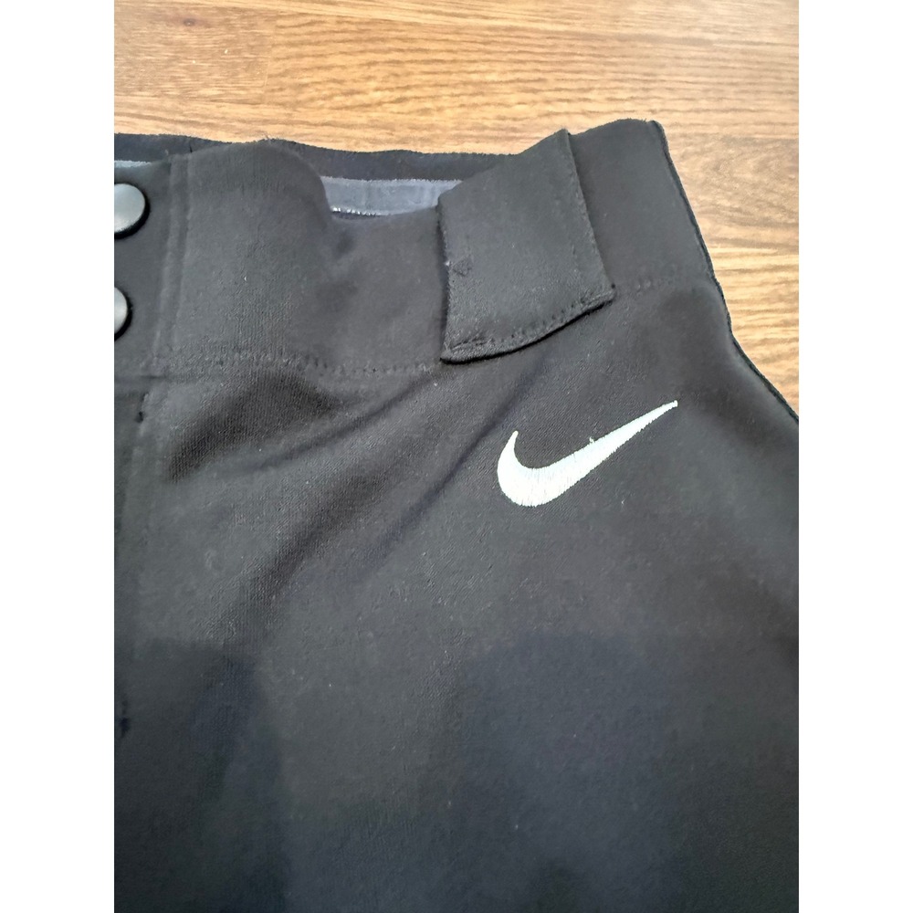 Nike Boys Baseball Pants Black Athletic Swoosh Logo Double Snap Waist Kids‎ - Picture 7 of 9